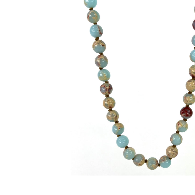 Humble Hilo Single Strand long necklace, Multi-color Blue Stones