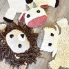 Hand Knitted Homespun Wool Animal Rug with Pillow Head