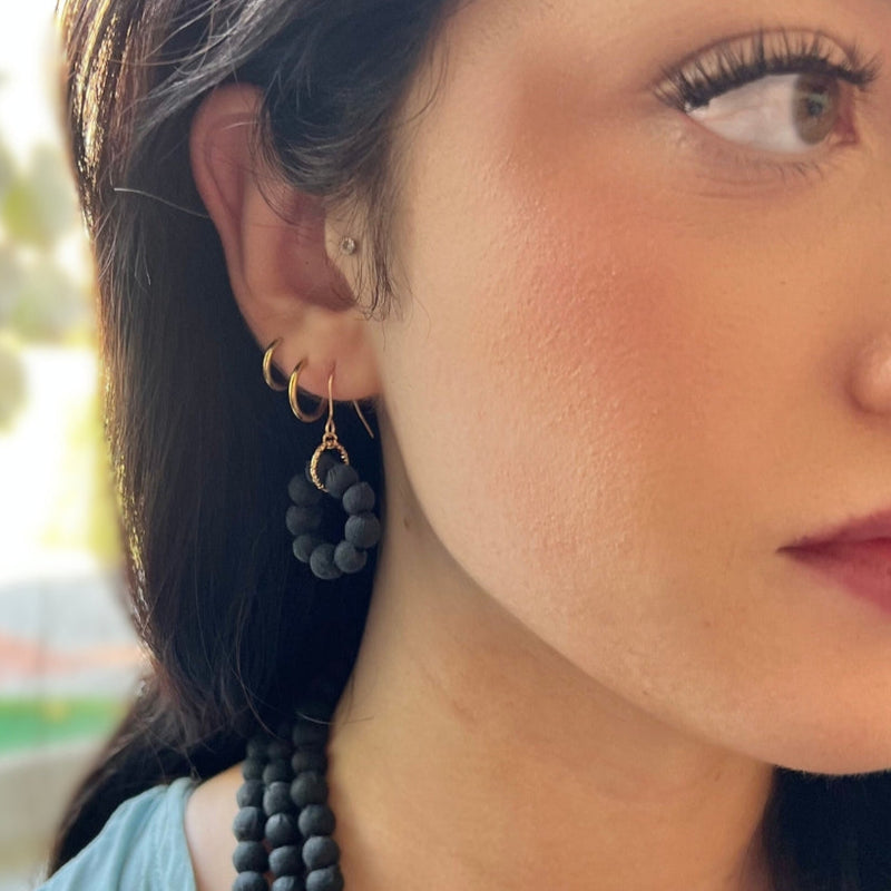 Humble Hilo Sari Jewelry, Textile Bead Round Earring