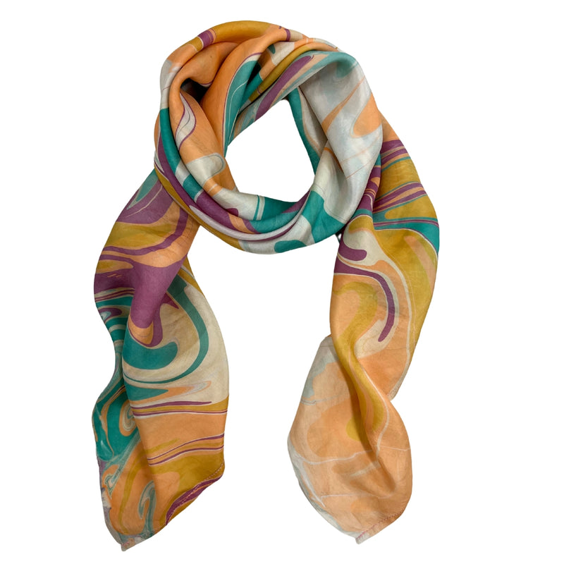 Humble Hilo Silk Square Scarf Marble Swirls