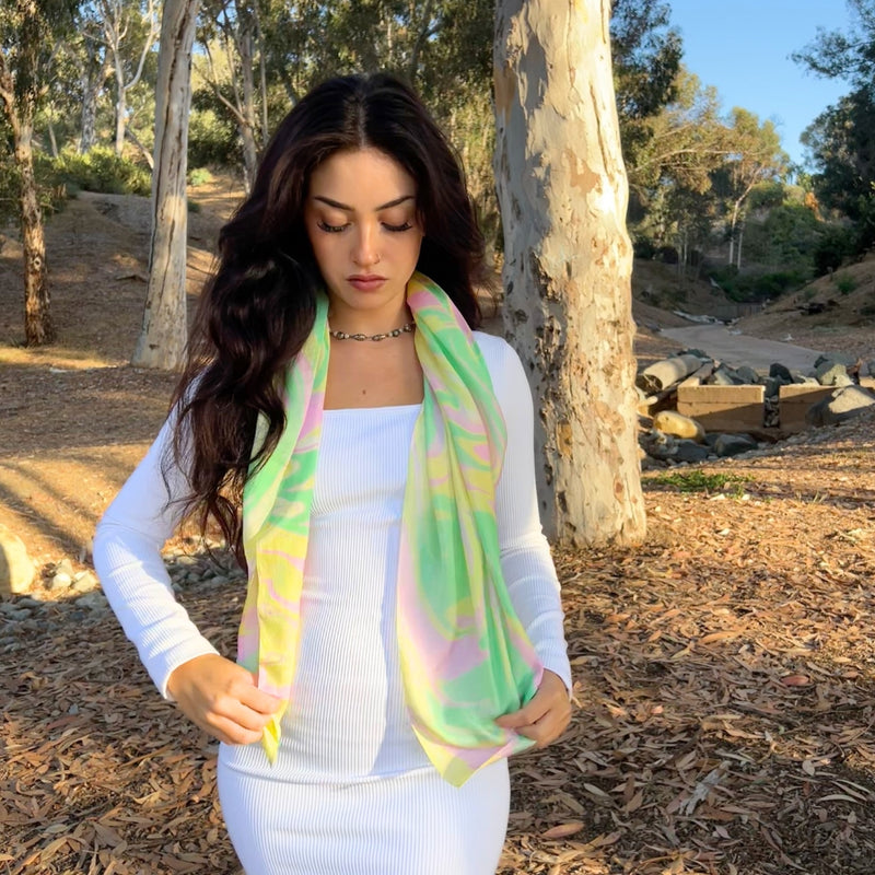 Humble Hilo Silk Square Scarf Marble Swirls