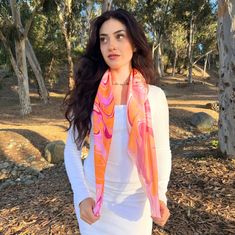 Humble Hilo Silk Square Scarf Marble Swirls