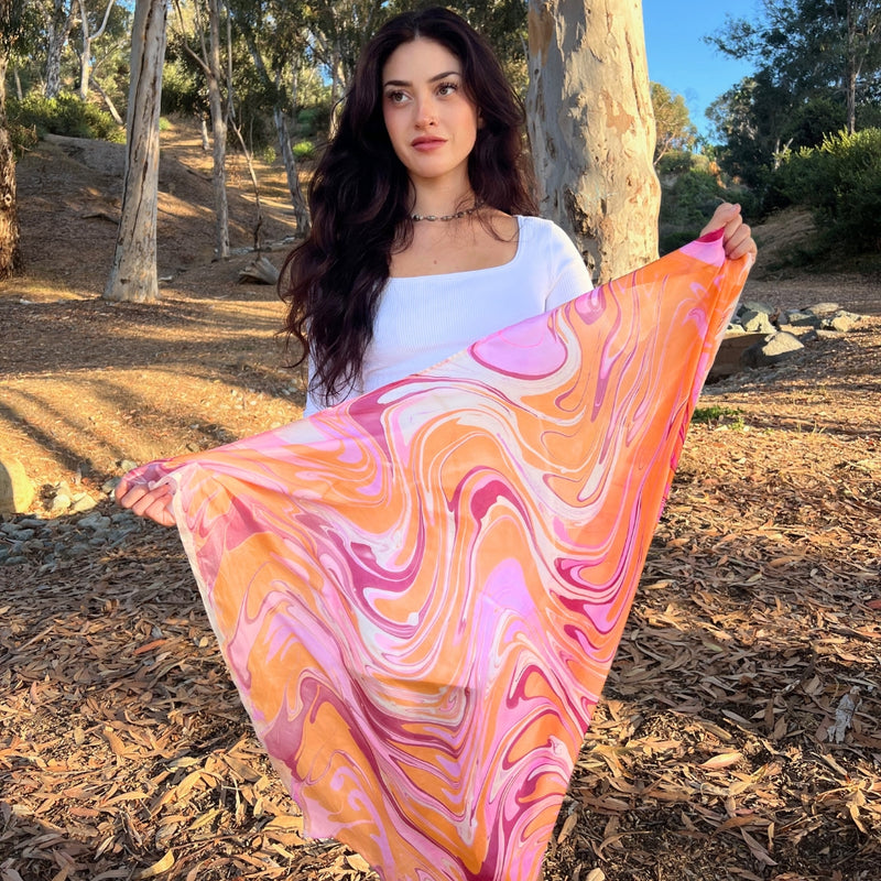 Humble Hilo Silk Square Scarf Marble Swirls