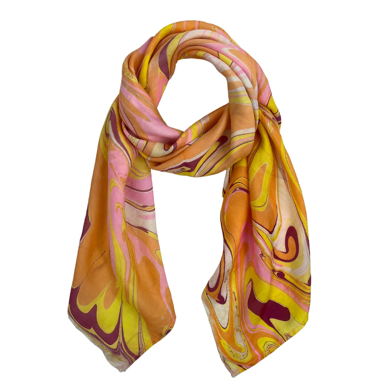 Humble Hilo Silk Square Scarf Marble Swirls