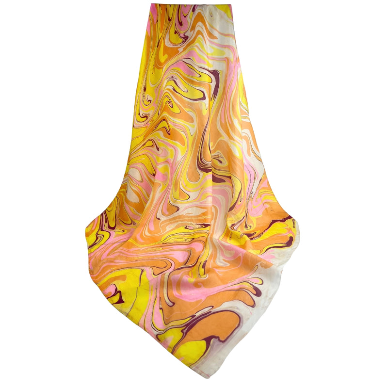 Humble Hilo Silk Square Scarf Marble Swirls