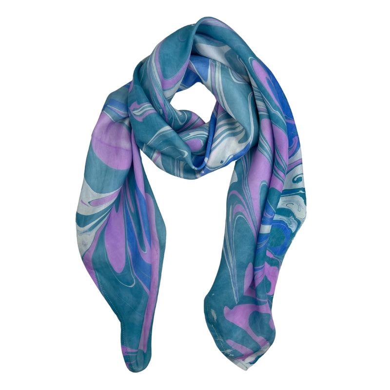 Humble Hilo Silk Square Scarf Marble Swirls