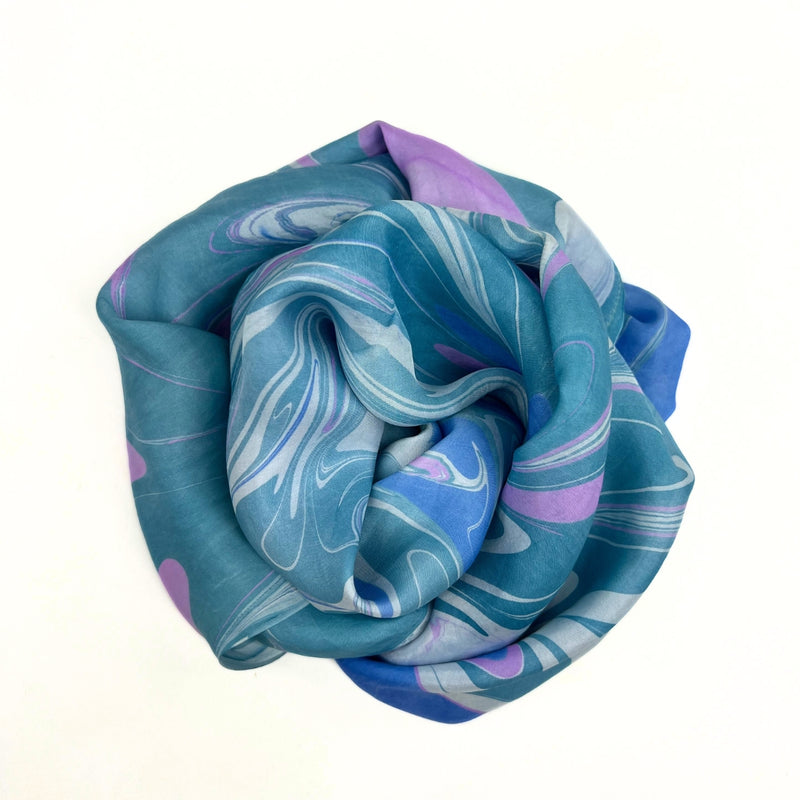 Humble Hilo Silk Square Scarf Marble Swirls