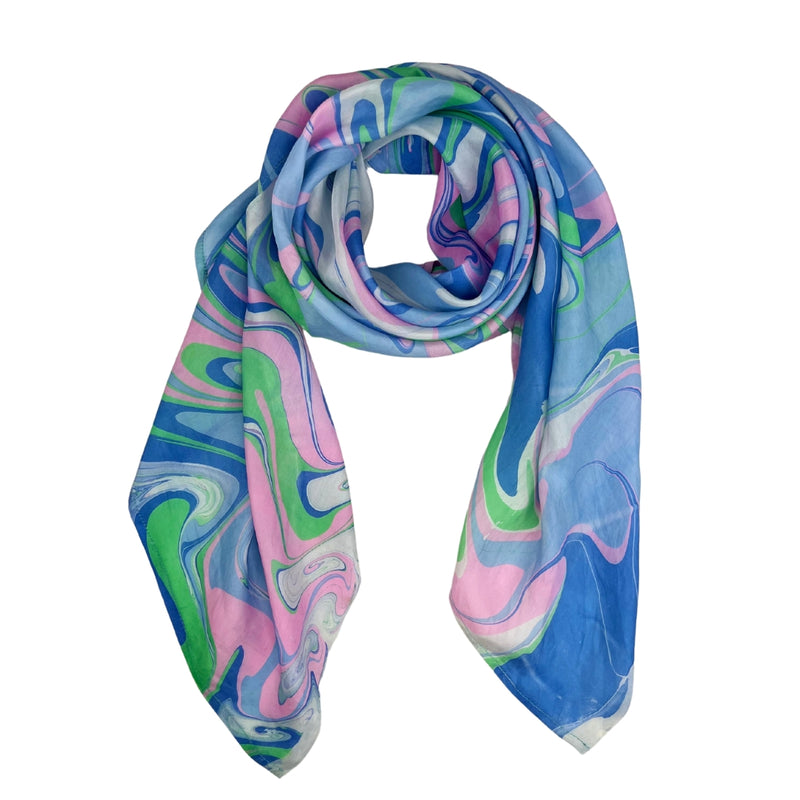 Humble Hilo Silk Square Scarf Marble Swirls