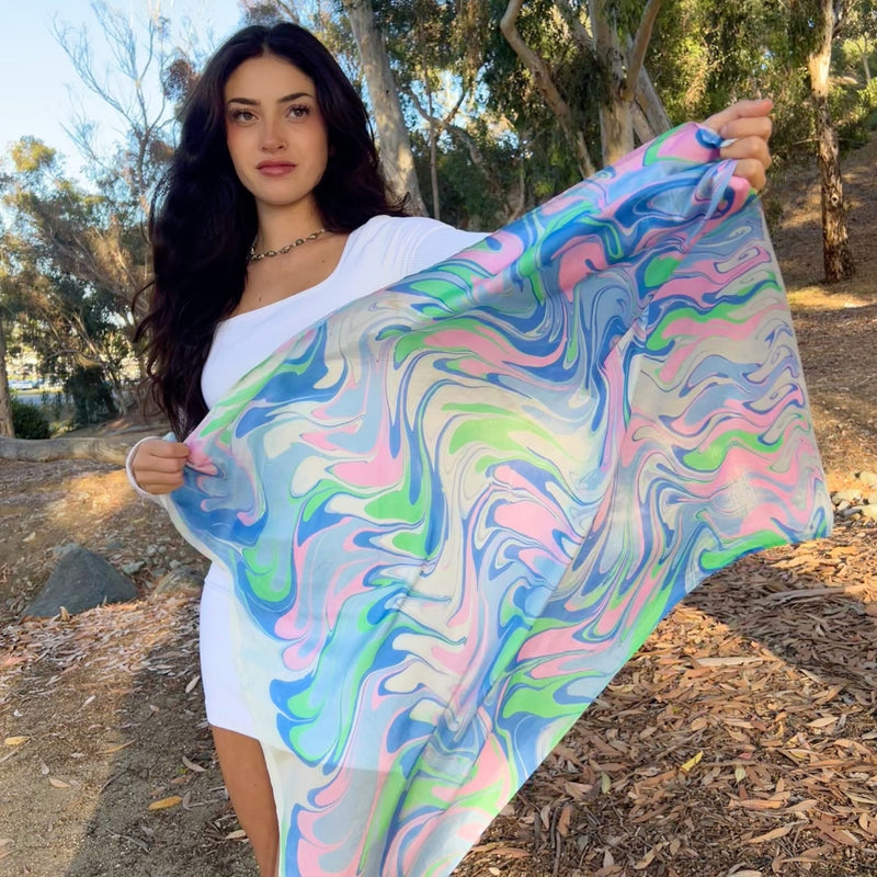 Humble Hilo Silk Square Scarf Marble Swirls