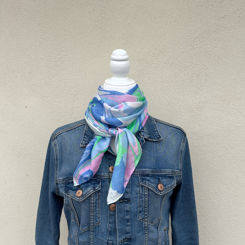 Humble Hilo Silk Square Scarf Marble Swirls