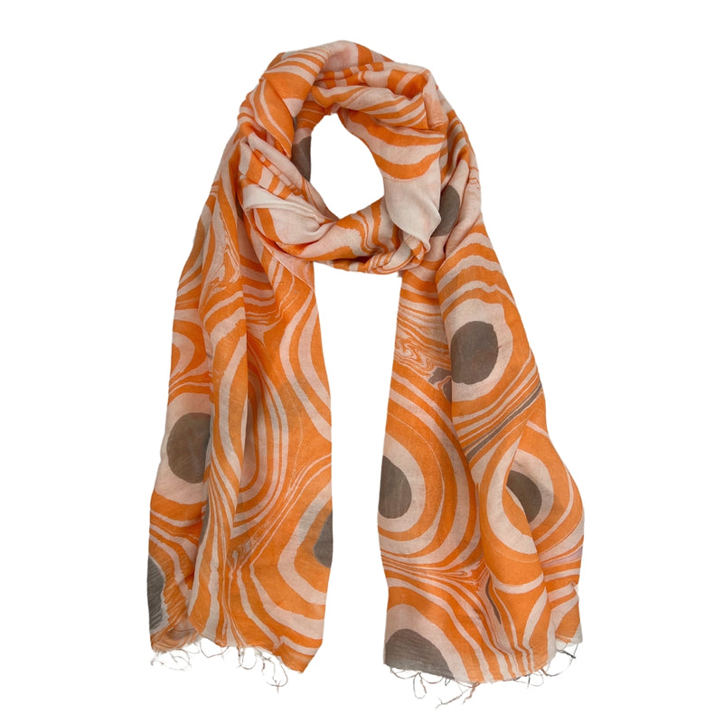 Humble Hilo Silk Blend Long Scarf Marble Swirls