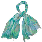 Humble Hilo Silk Blend Long Scarf Marble Swirls