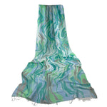 Humble Hilo Silk Blend Long Scarf Marble Swirls