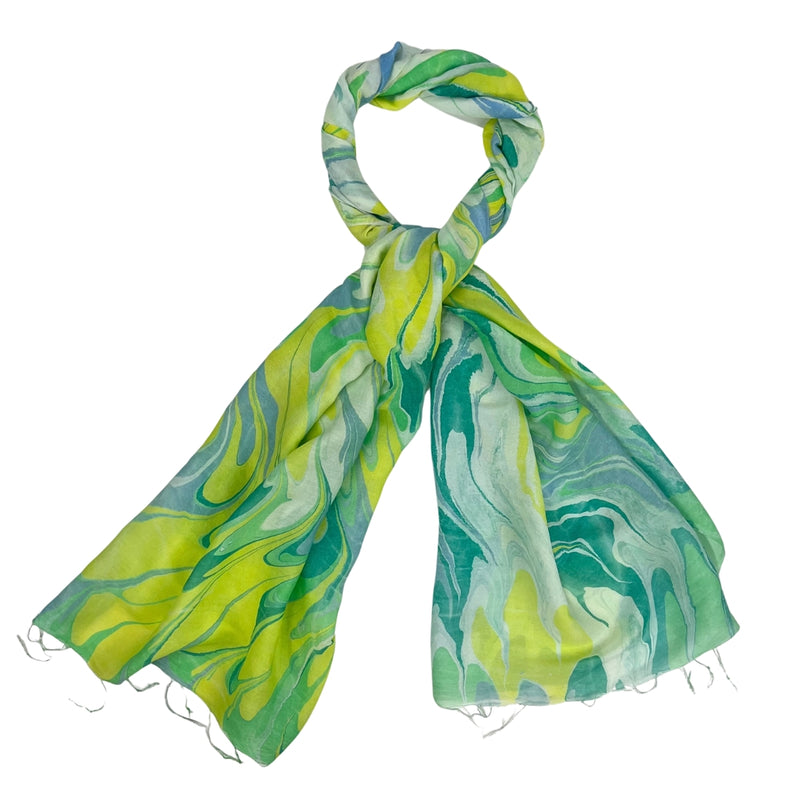 Humble Hilo Silk Blend Long Scarf Marble Swirls