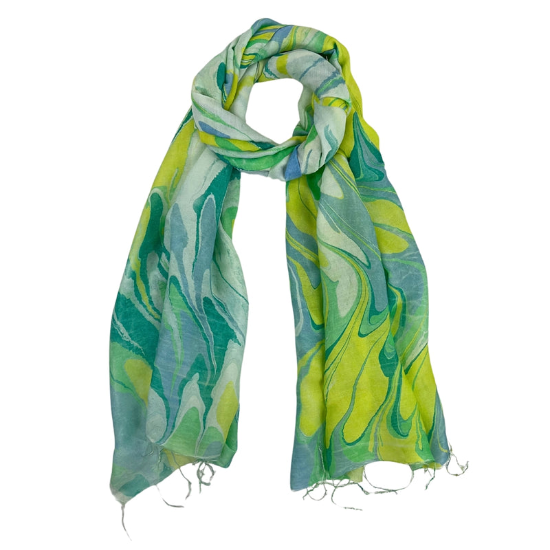 Humble Hilo Silk Blend Long Scarf Marble Swirls