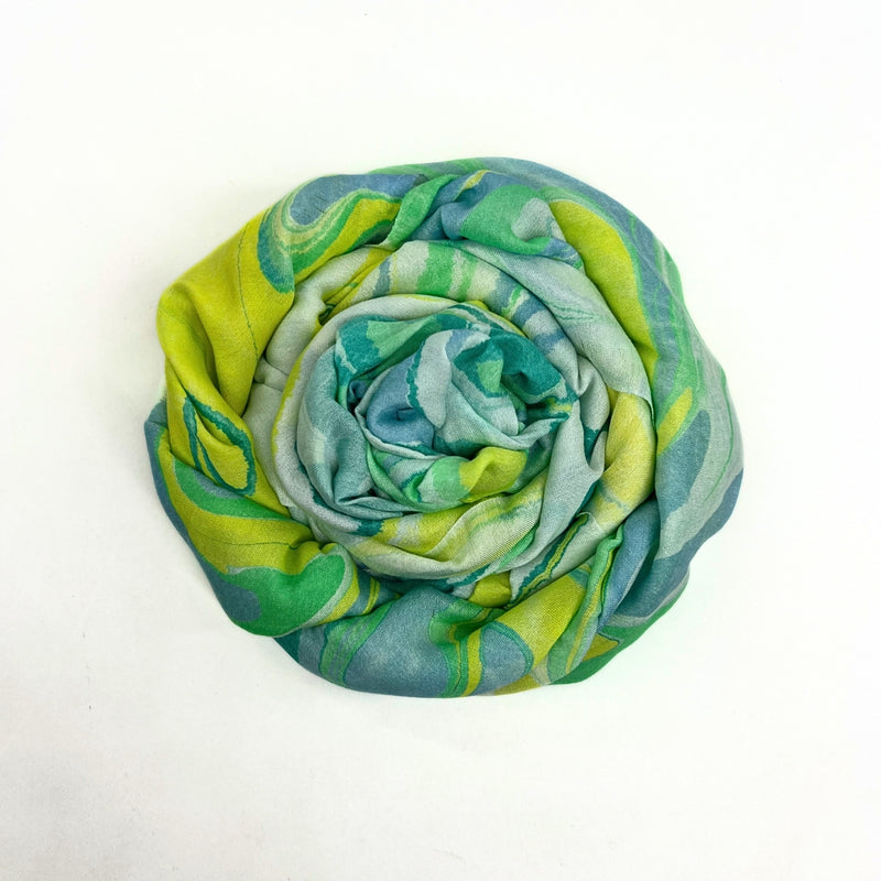 Humble Hilo Silk Blend Long Scarf Marble Swirls