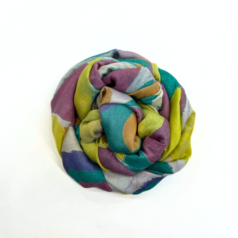 Humble Hilo Silk Blend Long Scarf Marble Swirls