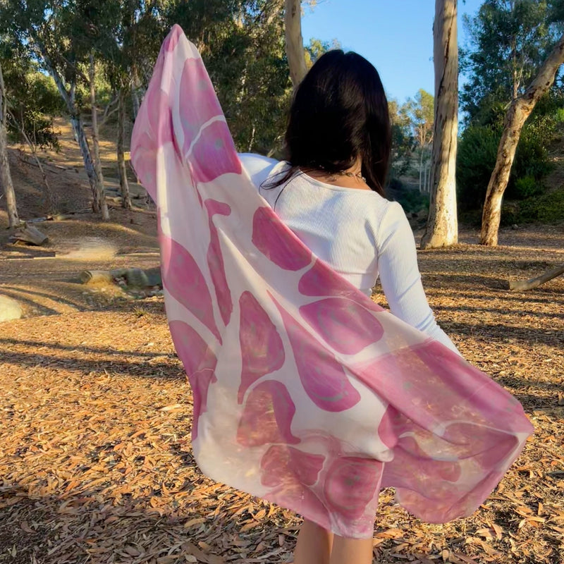 Humble Hilo Silk Blend Long Scarf Marble Swirls