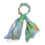 Humble Hilo Silk Blend Long Scarf Marble Swirls