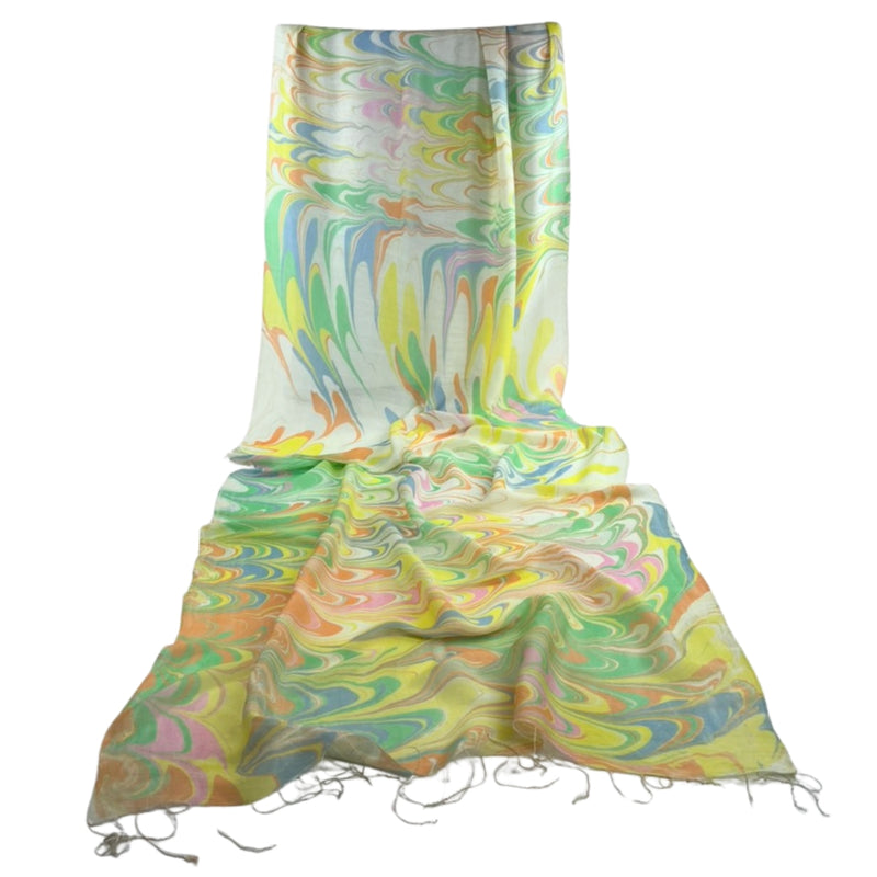 Humble Hilo Silk Blend Long Scarf Marble Swirls