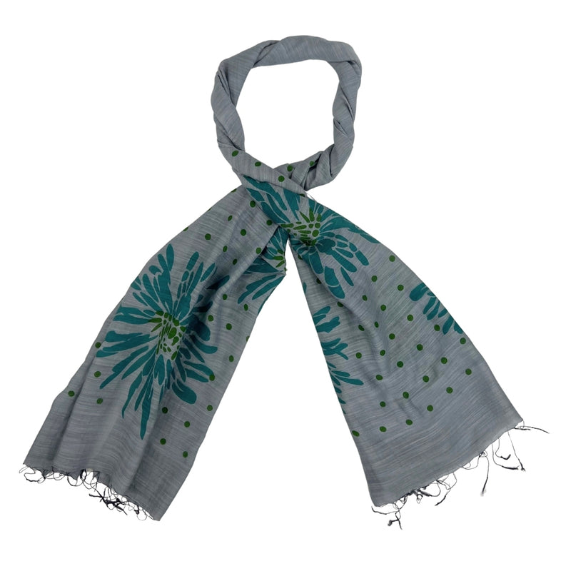 Humble Hilo Silk Blend Scarf, Blooming Stencils