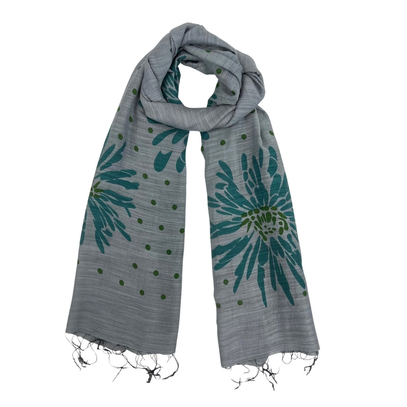 Humble Hilo Silk Blend Scarf, Blooming Stencils