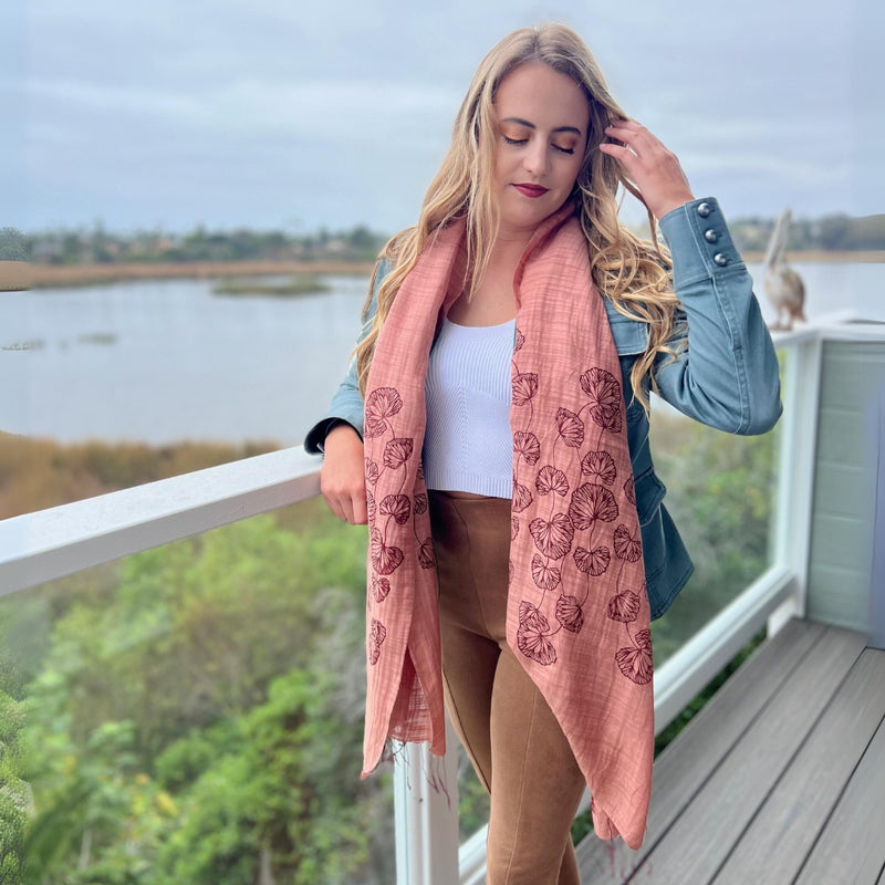 Humble Hilo Silk Blend Scarf, Blooming Stencils