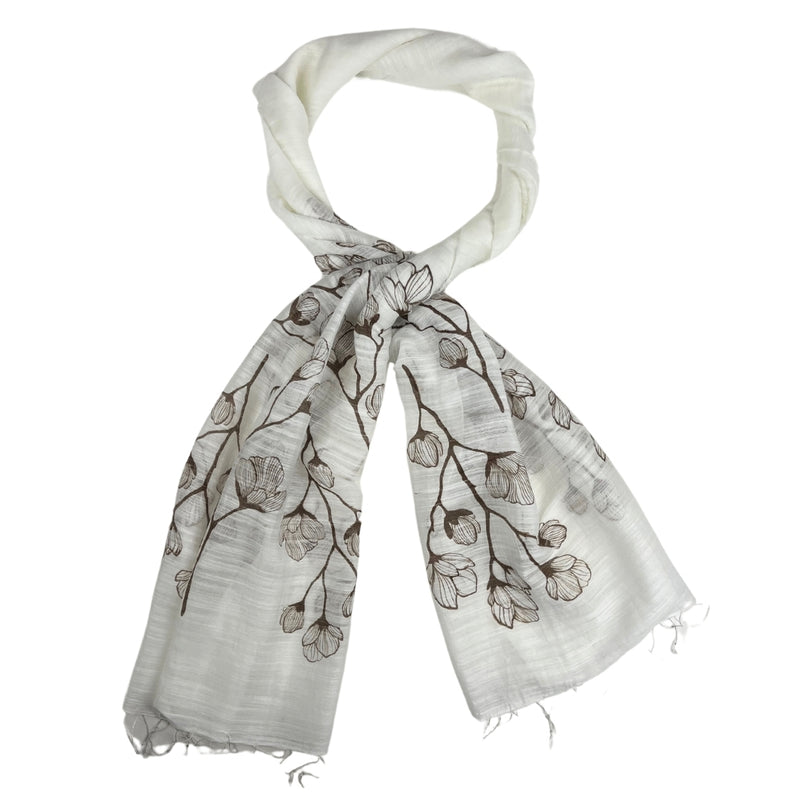 Humble Hilo Silk Blend Scarf, Blooming Stencils