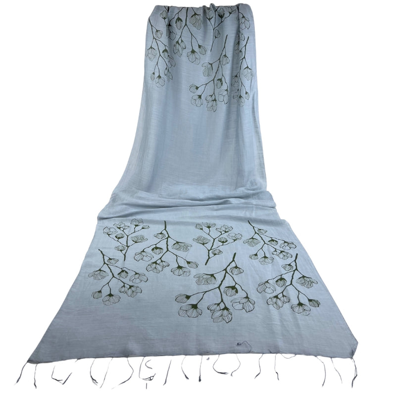 Humble Hilo Silk Blend Scarf, Blooming Stencils