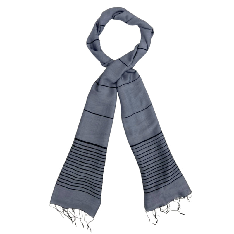 Humble Hilo Silk Blend Scarf with Tight Stripes