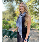 Humble Hilo Silk Blend Scarf with Tight Stripes