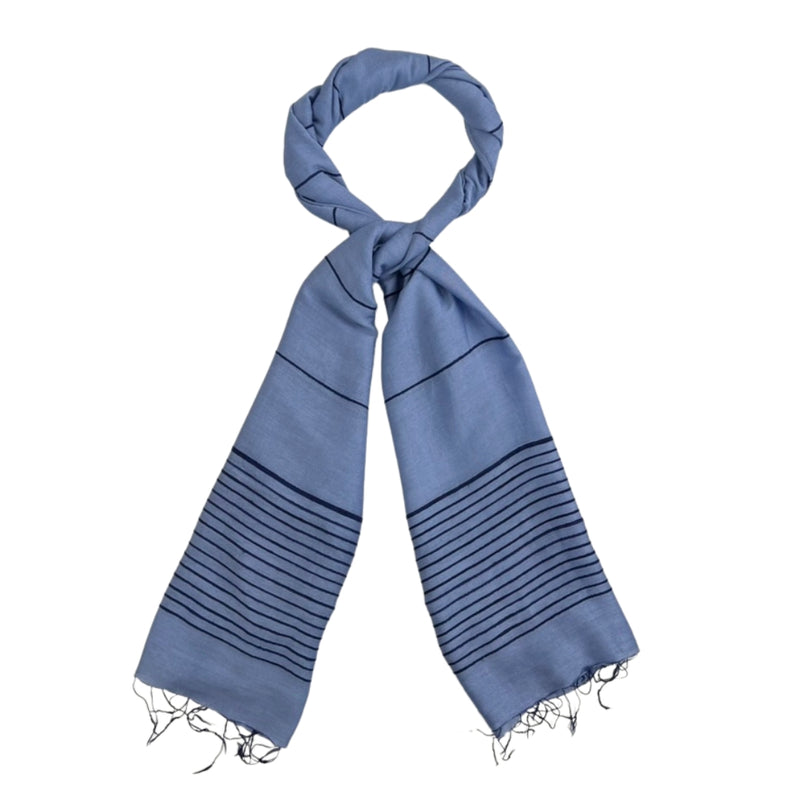 Humble Hilo Silk Blend Scarf with Tight Stripes