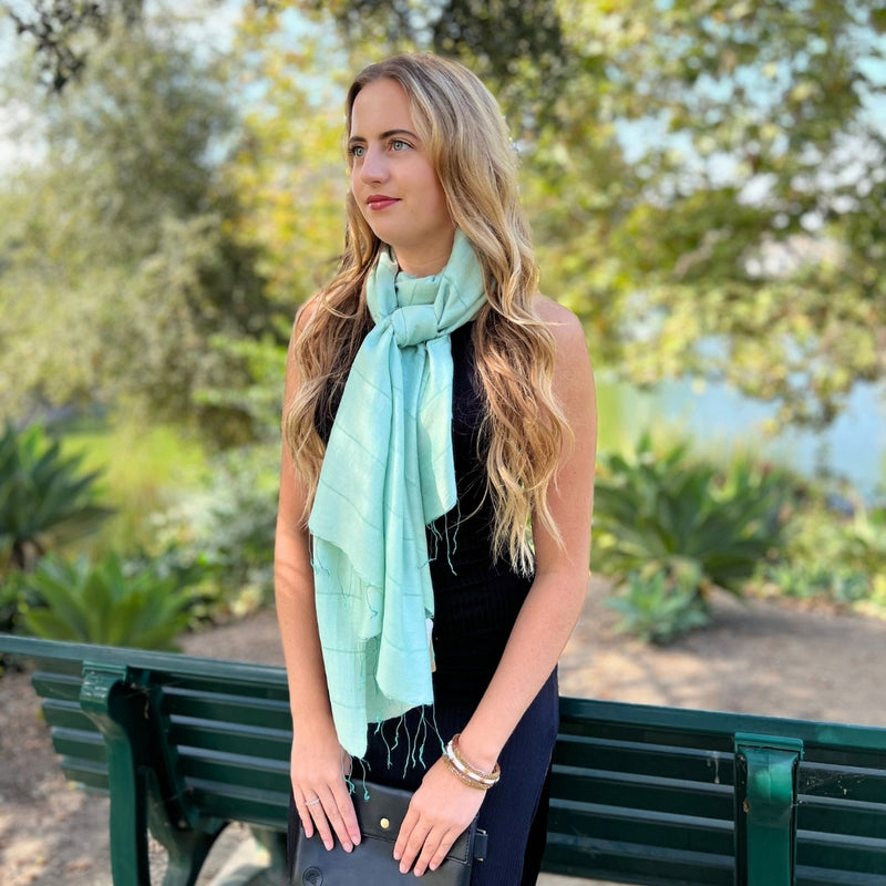 Humble Hilo Silk Blend Scarf with Subtle Stripes