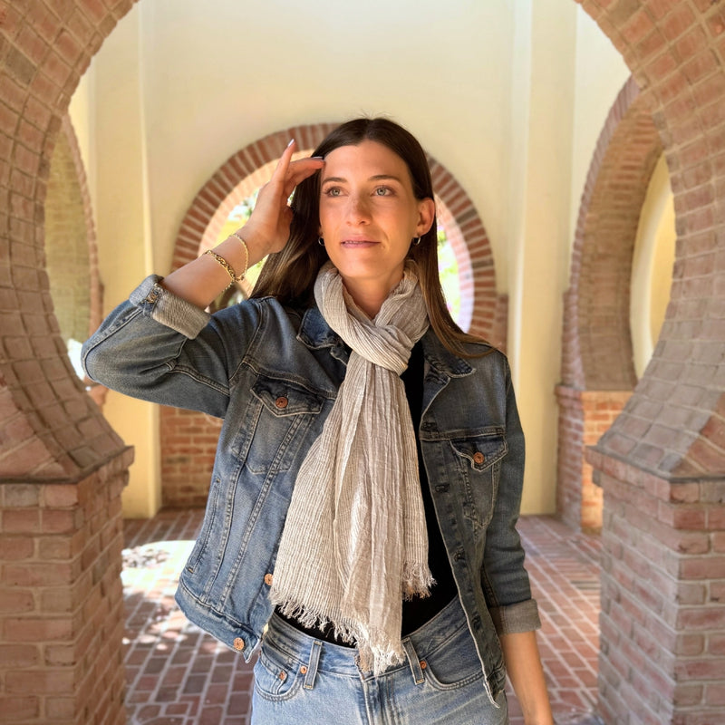 Humble Hilo Cumulus 100% Cotton Scarf Gauzy Stripes