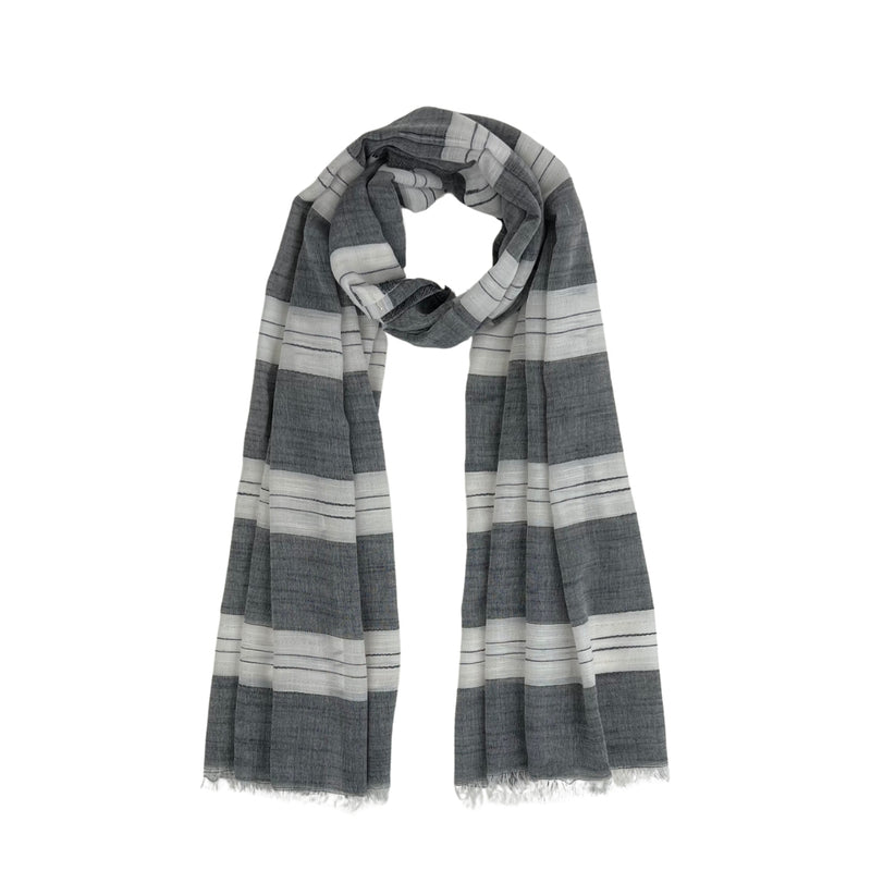 Humble Hilo Loomed Cotton Blend Scarf Pinstripes