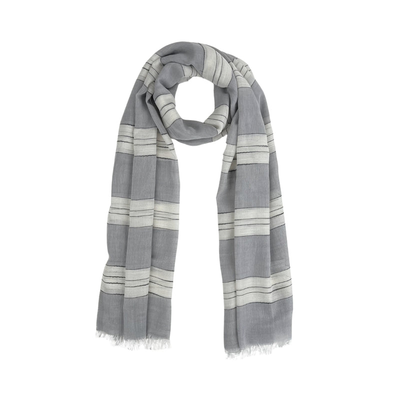 Humble Hilo Loomed Cotton Blend Scarf Pinstripes