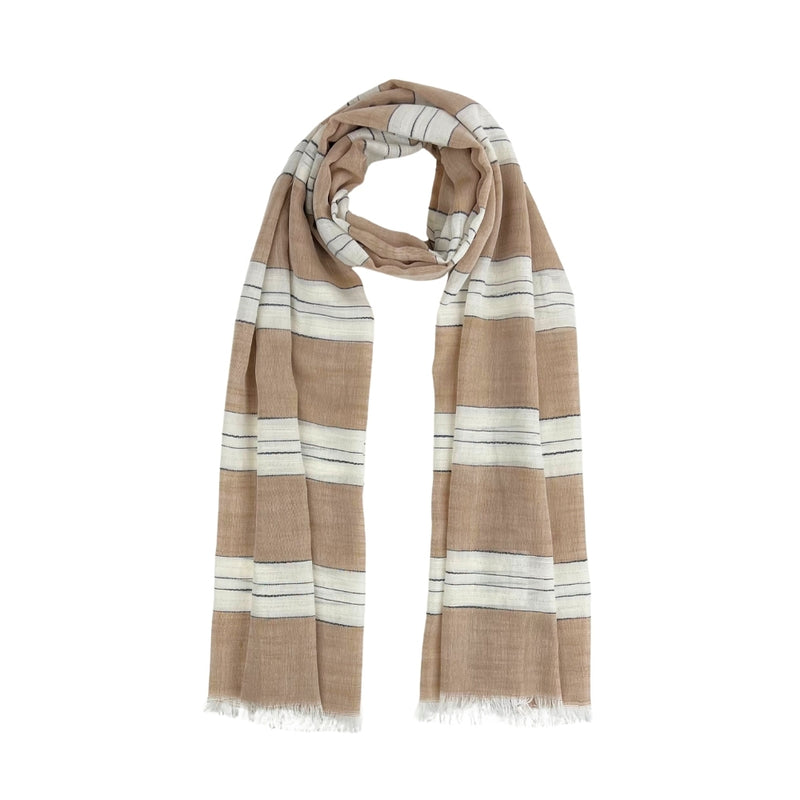 Humble Hilo Loomed Cotton Blend Scarf Pinstripes