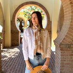 Humble Hilo Loomed Cotton Blend Scarf Pinstripes