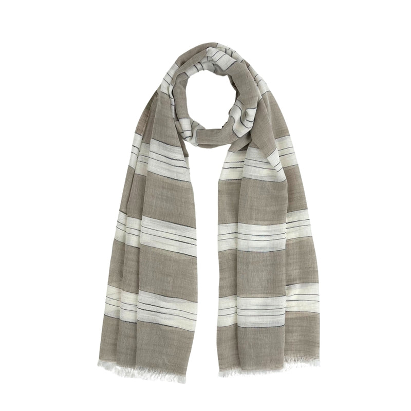 Humble Hilo Loomed Cotton Blend Scarf Pinstripes