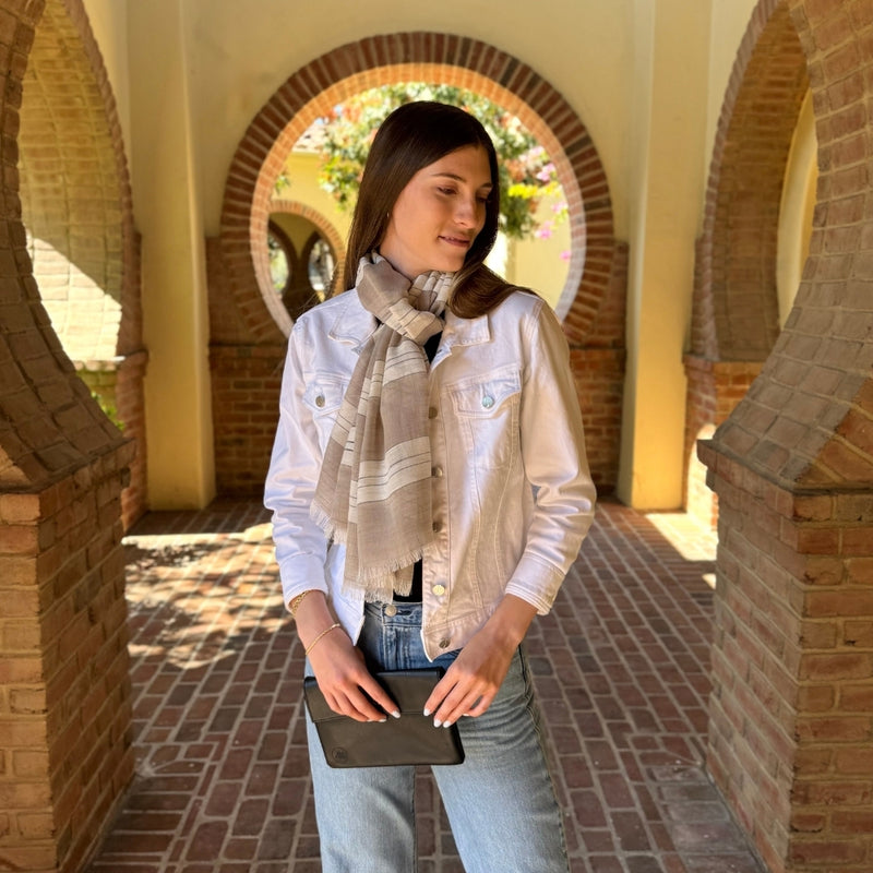 Humble Hilo Loomed Cotton Blend Scarf Pinstripes