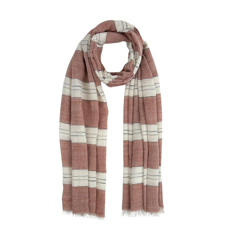 Humble Hilo Loomed Cotton Blend Scarf Pinstripes