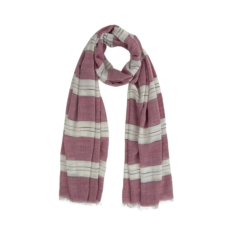 Humble Hilo Loomed Cotton Blend Scarf Pinstripes