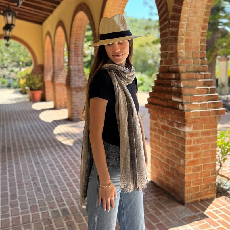 Humble Hilo Loomed Cotton Blend Scarf Woven Stripes