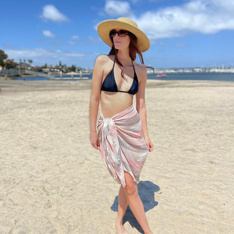 Humble Hilo Loomed Cotton Blend Scarf Woven Stripes