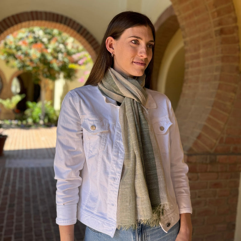 Humble Hilo Loomed Cotton Blend Scarf Woven Stripes