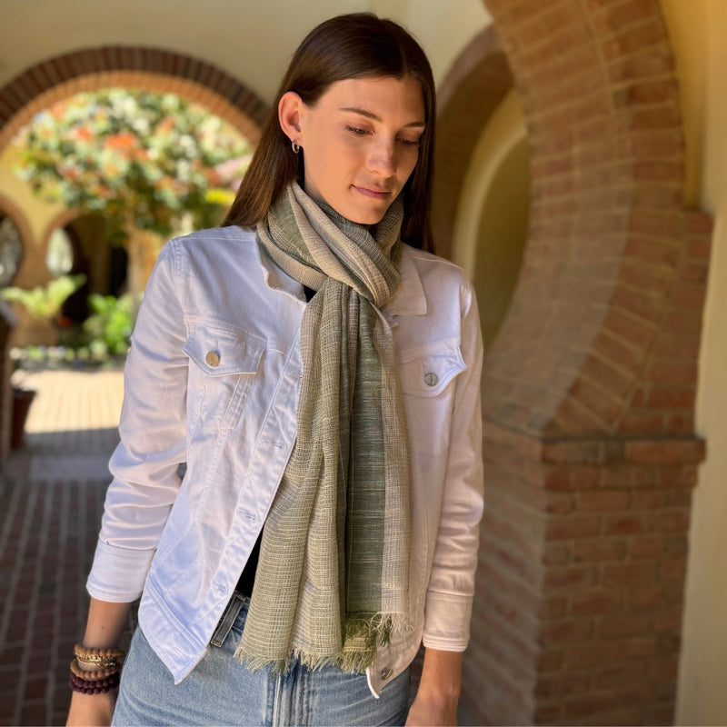 Humble Hilo Loomed Cotton Blend Scarf Woven Stripes