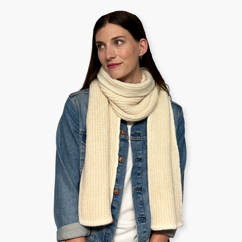 Humble Hilo Knitted Soft Scarf, Fine Knitted with White Trim