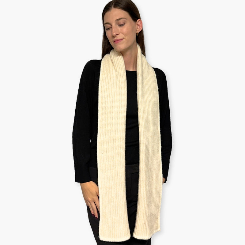 Humble Hilo Knitted Soft Scarf, Fine Knitted with White Trim
