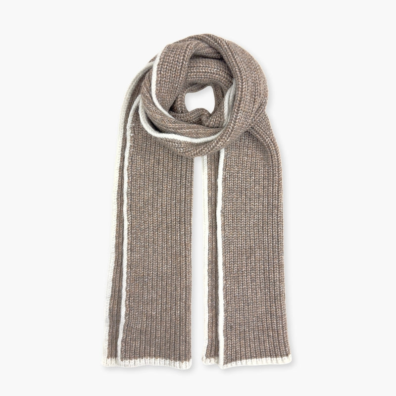Humble Hilo Knitted Soft Scarf, Fine Knitted with White Trim