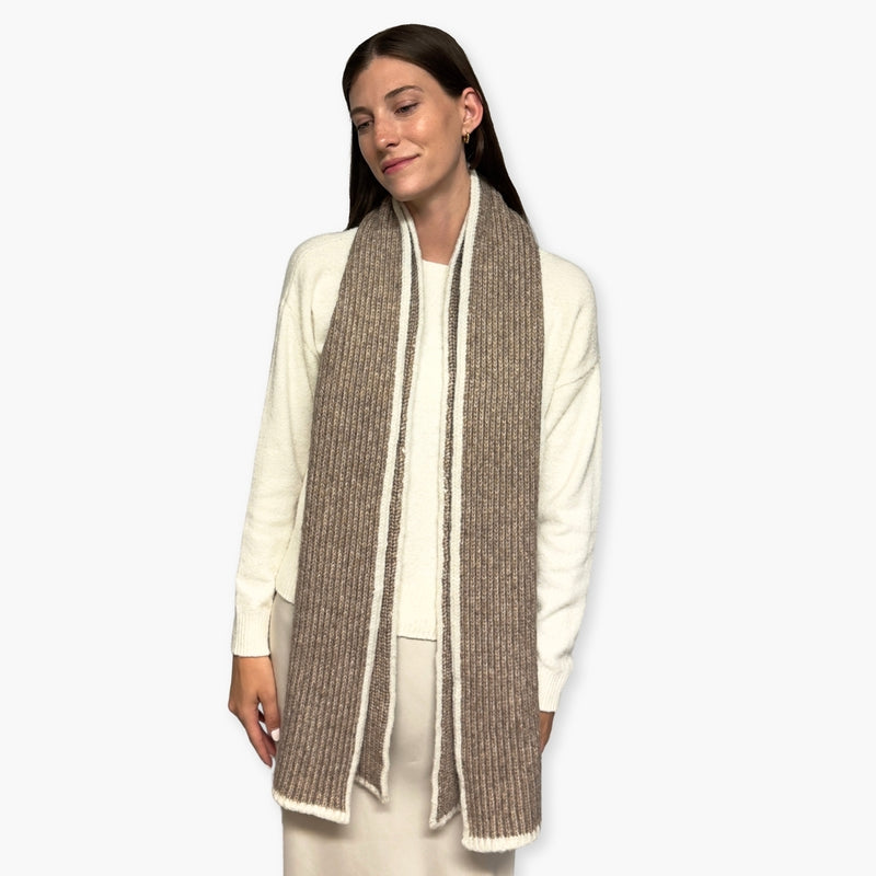 Humble Hilo Knitted Soft Scarf, Fine Knitted with White Trim